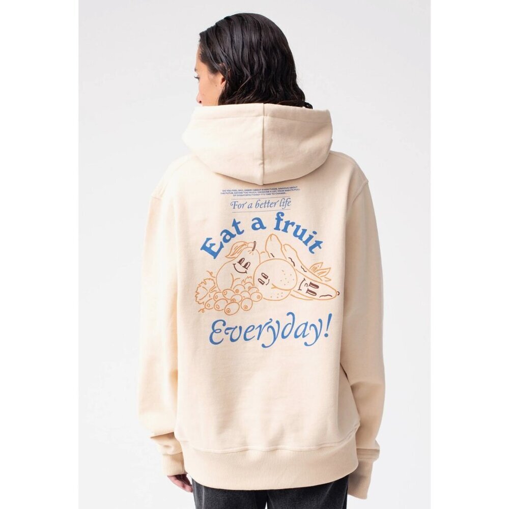 Carne Bollente Beige Organic Cotton Hoodie "Eat A Fruit Everyday" Graphic Size M - Picture 3 of 7